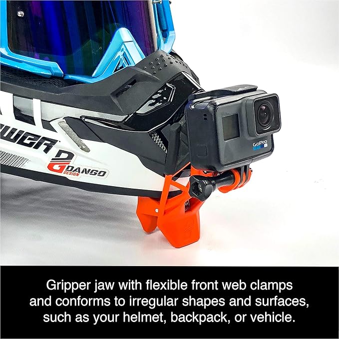 Dango Design Gripper Mount for GoPro/Osmo/Insta360 | Universal Helmet Clamp Mount for Action Cameras | Dirtbike, Motocross, Enduro, Motorcycle, and ATV Helmets | Stealth Black