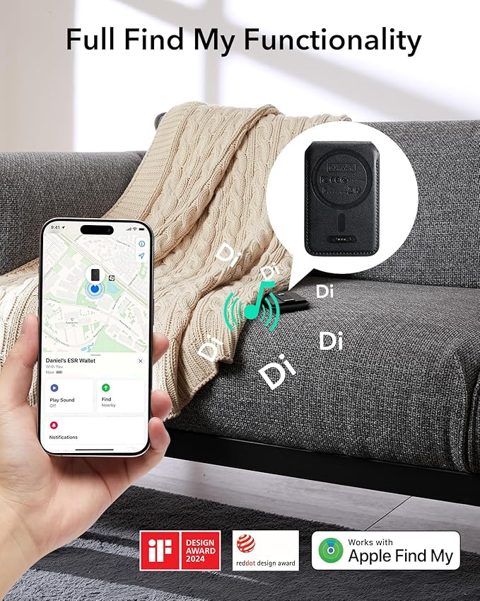 ESR Geo for Magsafe Wallet with Full Find My Functionality,5 Card Holder Stand Grip for Phone Case, RFID Blocking, Magnetic Wallet for iPhone 17e/17/16/15/14/13/12 Series, with Adjustable Stand, Black