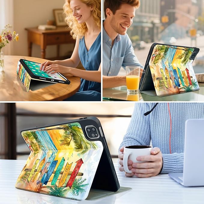Vimorco for iPad Air 11 Inch Case M4 2026, for iPad Air 5th/4th Gen Cases 10.9-inch, Fit iPad Pro 11 Inch Case 4th/3rd/2nd/1st Generation, Pencil Holder/4 Viewing Stands/Typing Stand/Slim, Beach Road