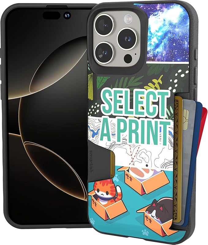 Smartish® iPhone 16 Pro Max Wallet Case - Wallet Slayer Vol. 1 [Slim + Protective] Credit Card Holder - Drop Tested Hidden Credit Card Slot Cover for Apple iPhone 16 Pro Max - Custom Prints