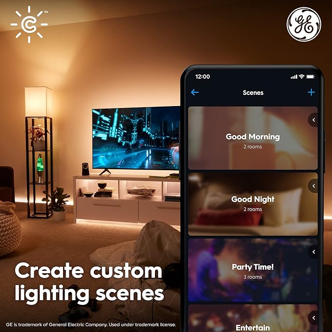 GE CYNC A19 Smart LED Light Bulbs, Soft White, Bluetooth and WiFi Light Bulbs, 60W Equivalent, Work with Amazon Alexa and Google Home (4 Pack)
