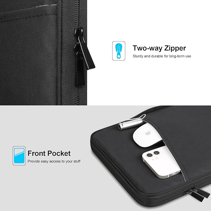 Lacdo Tablet Sleeve Bag Carrying Case for 13 inch New iPad Air M4 M3 M2 2026-2024, 13 inch iPad Pro M5 M4 2025-2024, 12.9" iPad Pro with Magic Keyboard, Water-Resistant iPad Pro Air Bag, Black