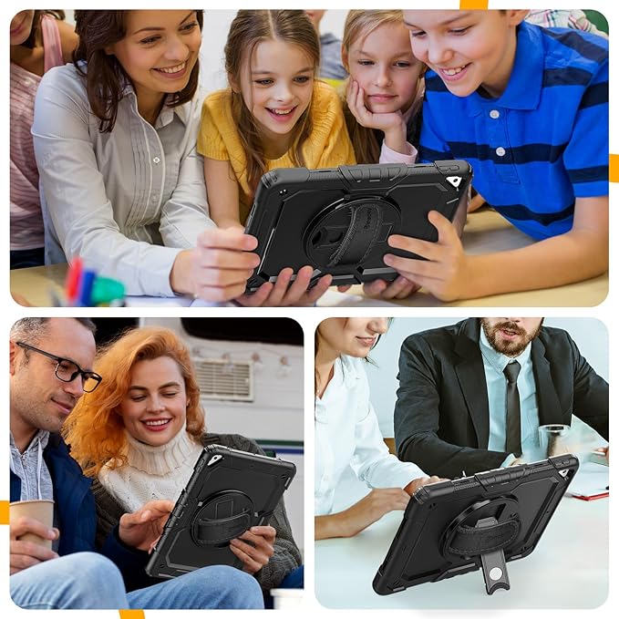 Timecity for iPad Air 3/ Pro 10.5 Inch Case, 360° Rotating Stand, Pencil Holder, Shockproof with Screen Protector & Shoulder Strap - Heavy Duty Protection Case for iPad Air 3rd Gen - Black