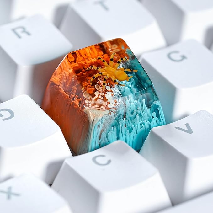Tarantula Spider Artisan Keycap Blue and Brown Forest R1 SA Profile Custom Insects Keycaps 1U ESC Handmade Gaming Resin Key Cap Cherry MX Switch Compatible Mechanical Keyboard Spider Lover Gift
