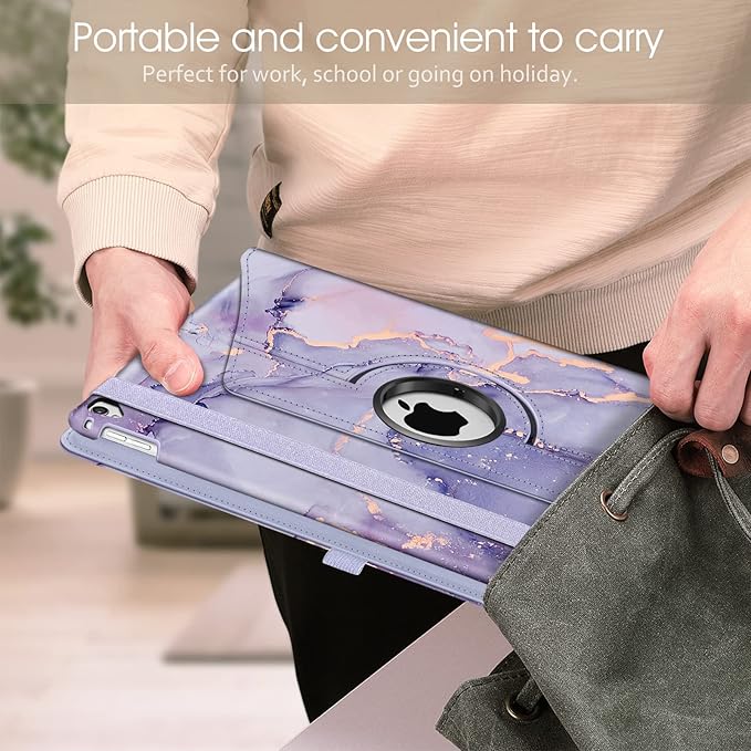 Fintie Rotating Case - 2017/2015 iPad Pro 12.9 inch (Old Model) 1st & 2nd Gen Case, 360 Degree Swiveling Stand Protective Back Cover, Supports Auto Wake/Sleep, Lilac Marble
