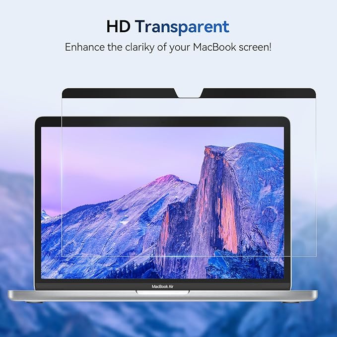 Magnetic Anti Blue Light Screen Protector for MacBook Air 13.6/13 Inch (2022-2026, M2, M3, M4, M5), Removable MAC 13.6" Blue Light Filter , Bubble-Free Install , Eye Protection Glare Laptop Screen Protector