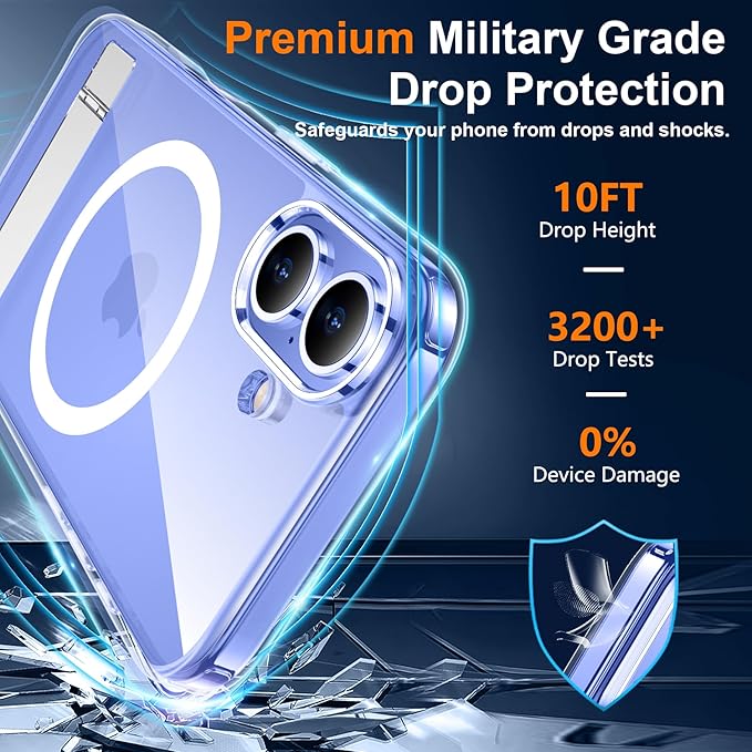 SPIDERCASE for iPhone 16 Case,with [3 Stand Ways] [Compatible with Magsafe] Crystal Clear with Invisible Kicktand Shockproof Slim Phone Case for iPhone 16 6.1'',Clear