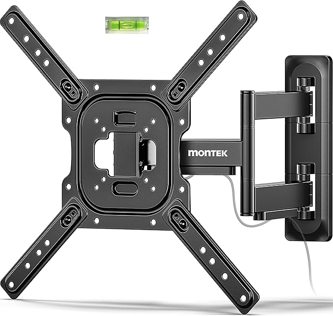 monTEK Full Motion TV Wall Mount for 23–65 Inch Flat & Curved TVs and Monitors, Swivel & Tilt Articulating Bracket, Max VESA 400x400mm, Holds up to 77 lbs, Perfect Center Design