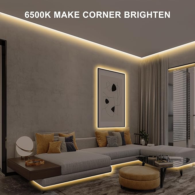 16.4ft COB Led Strip Light with Remote, 2700K Ra93+ Dimmable Bright Warm White Led COB Strip Light, White Led Strip Light for Mirror, Stair, Cabinet, Room