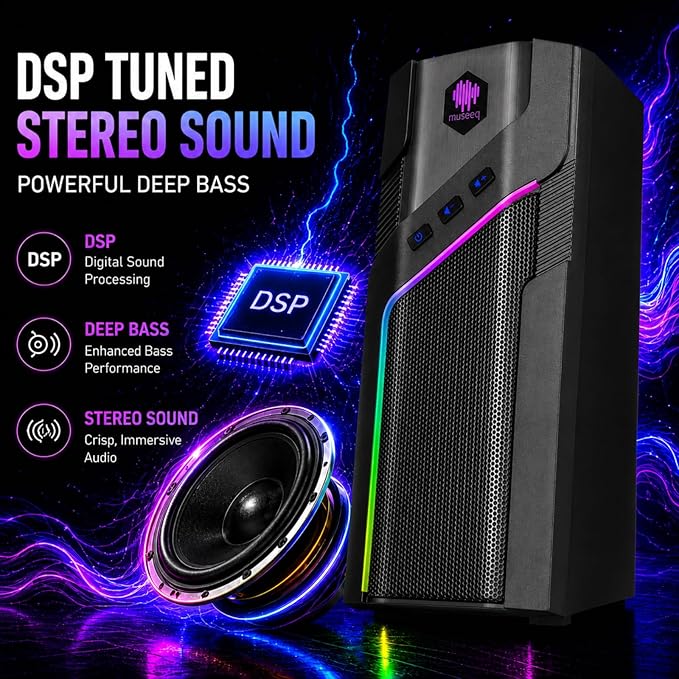 W-206RE Bluetooth RGB Computer Speakers, 2.0 Stereo PC Speakers with 21 LED Light Modes, Touch Control, USB Powered Desktop Speakers for PC, Laptop, PS5