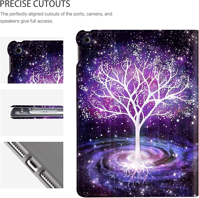 iPad 9th Generation Case, iPad 8th Generation Cases, ipad 7th Generation case, iPad 10.2Cases Kids Boy Girls Men Women Multi-Angle View Adjustable Stand Auto WakeSleep, Galaxy Fluorescent Tree
