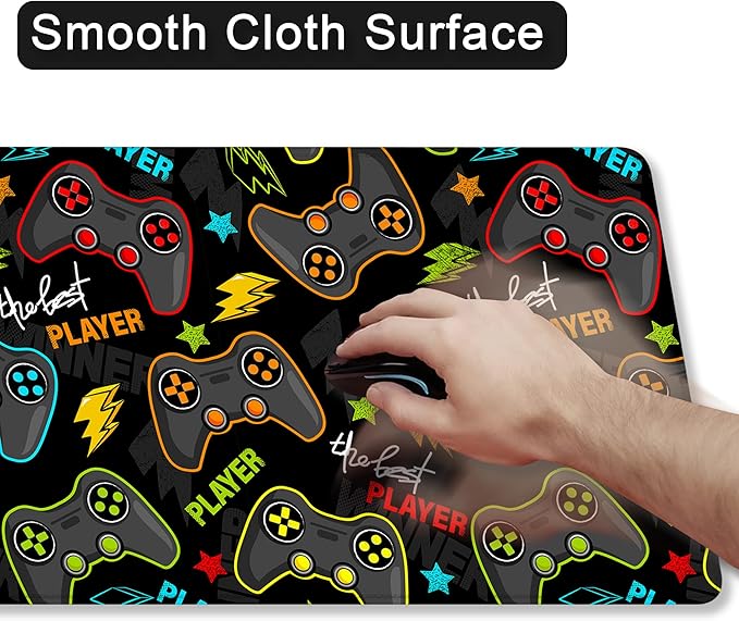 Game Player Joystick Desk Mat for Desktop,Extended Gaming Mouse Pad,Non-Slip Rubber Base Mousepad with Stitched Edges for Office Home Desk Decor,31.5X15.7 Inch
