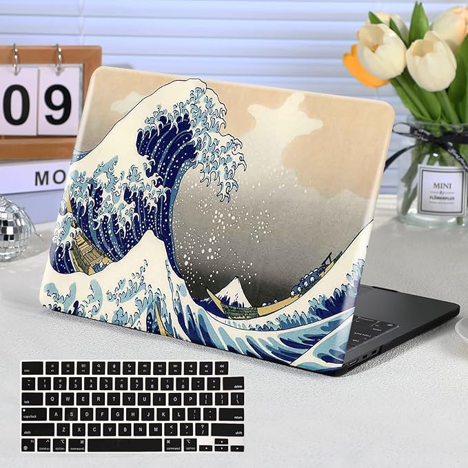 Funut for MacBook Air 13 inch Case M5 M4 M3 M2 2026 2025-2022 A3449 A3240 A3113 A2681, Funut Plastic Laptop Hard Shell Case & Keyboard Cover for M2 M3 M4 M5 MacBook Air 13 inch, Sea Wave