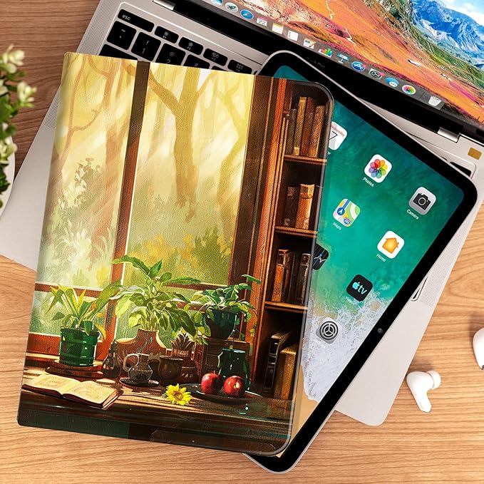 for iPad (A16) 11Th/10Th Generation Case 2025/2022, for iPad Case 11Th/10Th Generation, 10Th/11Th Gen iPadCase Cover Auto Wake/Sleep Multi-Angle Viewing Adjustable Stand, Greenery Window Sill
