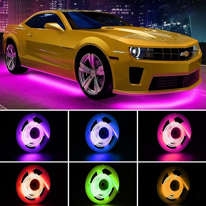 dephen USB COB RGB LED Strip, 4.9ft High Density Plug in Tape Light, 5v Cuttable TV Backlight for Car, Cabinet, Computer, Bar, DIY Lighting