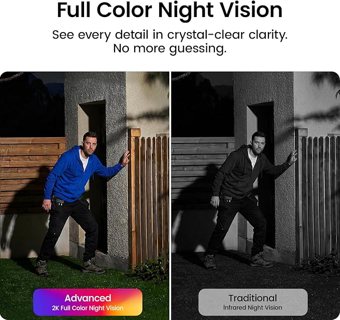 aosu Solar Security Cameras Wireless Outdoor Home System, True 2K HD, Cross-Camera Tracking, PIR + AI Human Detection, Color Night Vision, Local Storage, No Subscription Required, 6-Cam-Kit