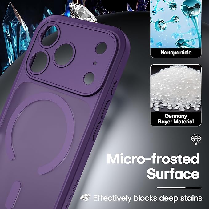 ImpactStrong Magnetic Guard Designed for iPhone 17 Pro Max Case [Camera Protection] [Military Grade Drop Tested] [Compatible with MagSafe] Slim Translucent Matte Phone Case (6.9") - Purple
