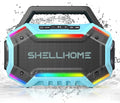 ShellHome Bluetooth Outdoor Speakers, 80W(Peak) Loud Wireless Speaker, 30H Playtime, RGB Lights, BassUp 2.0, IPX6 Waterproof, TWS, Bluetooth 6.0, Portable Boombox for Party, Pool, Beach (Teal)