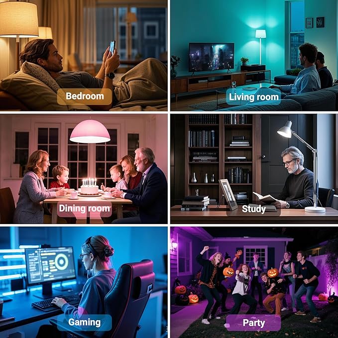 TJOY 10 Pack Smart Alexa Light Bulbs, RGB Bulbs Compatible with Alexa &Google Assistant,Color Changing Light Bulb, 9W(60W Equivalent), A19 E26 800LM, 2.4Ghz WiFi only