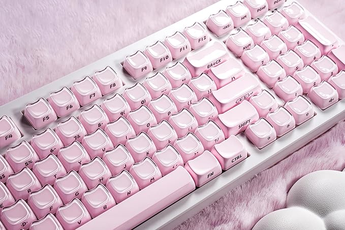 ZORNHER ZH980 Cat Mechanical Keyboard,95% Pink & White Gaming Keyboard with Number Pad,Creamy Keyboard,Cute Jelly Clear Ceramic Jade Keycaps,Girly Aesthetics Kitty Keyboard,Creamy Sounding Switches