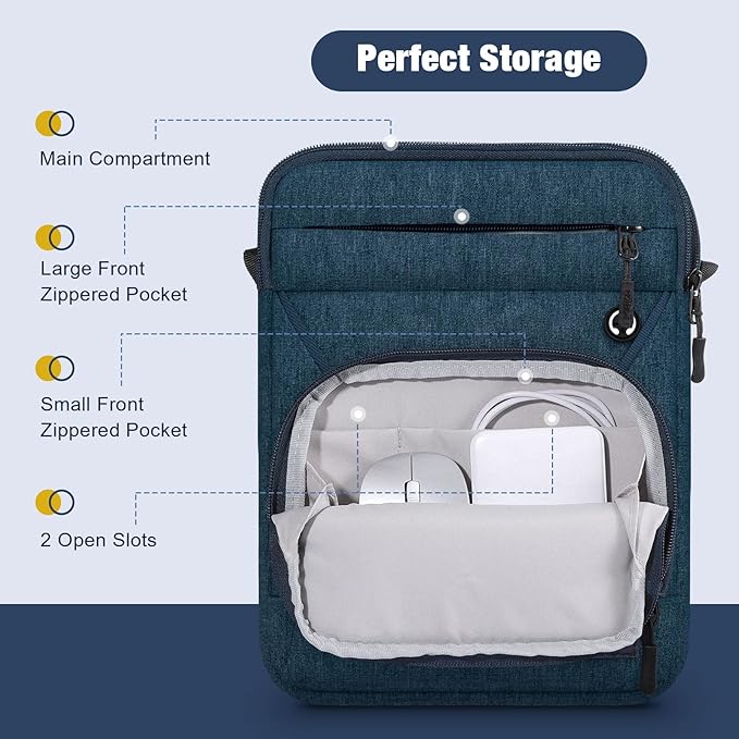 MoKo 13 Inch 360° Protective Tablet Sleeve Bag, Fits 13 Inch New iPad Pro M5 & Air M4 2026, iPad Pro 12.9", Galaxy Tab S9/S8 Plus 12.4", Multifunctional Bag with Shoulder and Headphone Port, Indigo