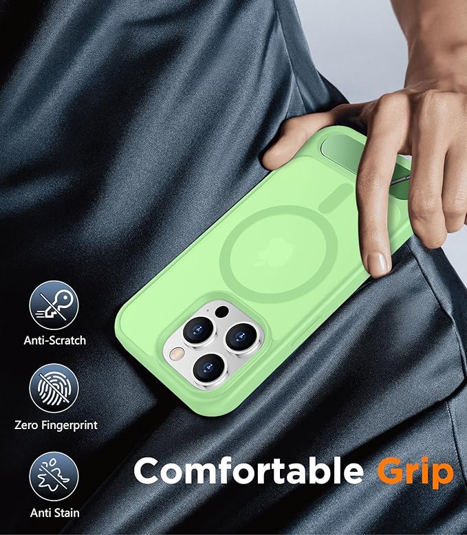 Magnetic Compatible with iPhone 14 Pro Case, [Built-in Invisible Kickstand][Compatible with MagSafe] [Military Grade Shockproof] Slim Translucent Matte Phone Case for iPhone 14 Pro 6.1"