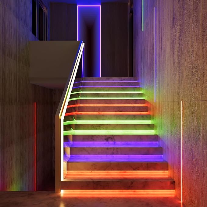MIWISE RGB COB LED Strip Light, UL-Listed Music Sync Color Changing Dimmable Super Bright LED Lights, Multicolor Flexible Tape Light with RF Remote/App Control, for Bedroom, Party DIY Decor, 16.4ft