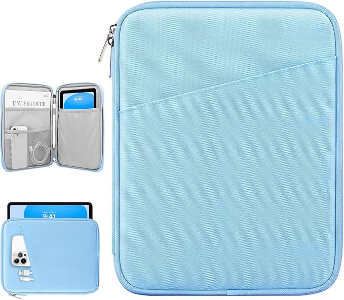Dadanism 9-11" Tablet Sleeve Bag Carrying Case for iPad (A16) 11th Gen 11", iPad 10th Gen 10.9" Air 5/4, iPad Air M4/Pro 11", iPad 9/8/7th, Galaxy Tab A11+ Plus 11", Remarkable 2 10.3", Baby Blue