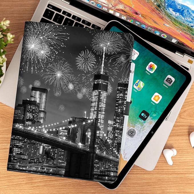 for iPad (A16) 11Th/10Th Generation Case 2025/2022, for iPad Case 11Th/10Th Generation, Fit iPad 10Th/11Th Gen Cover Pencil Holder/Hand Strap/Pocket/Adjustable Stand, Brooklyn Bridge