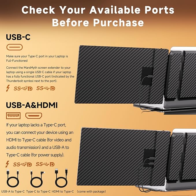 S1 Laptop Screen Extender - 14'' Portable Dual Monitor for Laptops, 1080P FHD Plug & Play Portable Monitor for 13''-17'' Laptops, Compatible with Windows Mac PS5 Dex Android Switch