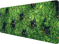 Cute Cat Desk Pad Mouse Pad Green Plant Kawaii Black Cat Flower Large Gaming Mouse Mat with Stitched Edges,Non-Slip Waterproof Rubber Base Mous Mat 31.5"x11.8" Office Computer Keyboard Laptop Home