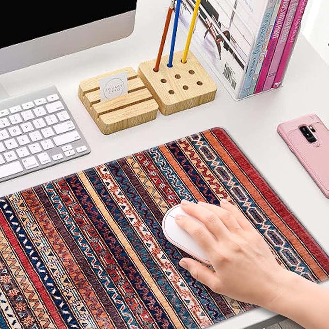 Cute XL Gaming Mousepad - Turkish Carpet Pattern Desk Pad - 31.5''X 11.8'' - Cute Desk Decor & Accessories