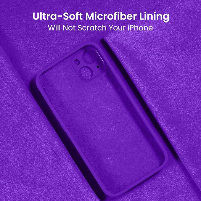 FireNova Designed for iPhone 15 Case, Silicone Upgraded [Camera Protection] Phone Case, Soft Anti-Scratch Microfiber Lining Inside, 6.1 inch, Neon Purple