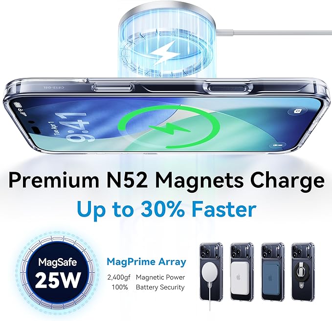 CASEKOO Ultra Magnetic Stand for iPhone 17 Pro Case Clear [Compatible with MagSafe] [16FT Military-Grade Protection] Transparent Slim Phone Ring 17 Pro Phone Cover 6.3 inch, Clear