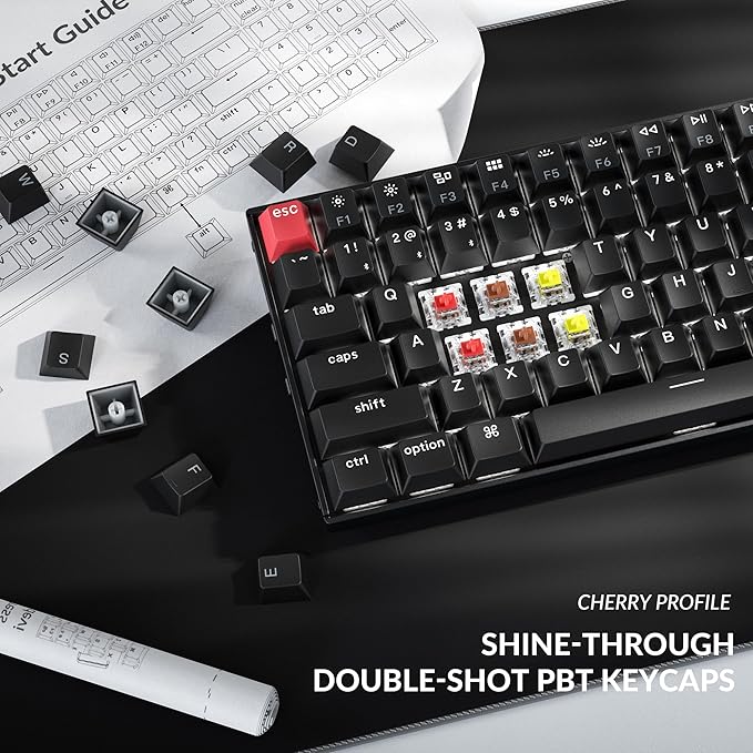 Keychron K4 96% Layout QMK Wireless and Wired Options Mechanical Keyboard, White Backlight Super Red Switch, Paired with Shine-Through Double-Shot PBT Keycaps for Mac Windows-Version 3