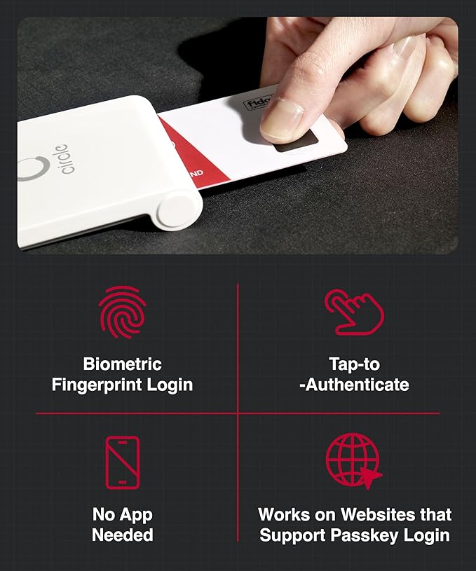 ATKey.Card NFC Fingerprint Security Key – Passwordless FIDO2 Login, Multi-Factor Authentication, Tap to Login for Windows, Mac, iPhone – Works as Digital Business Card
