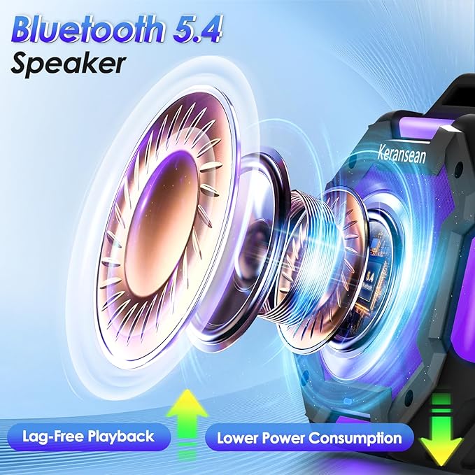 Shower Speaker Bluetooth 5.4, IPX7 Waterproof Portable Bluetooth Speakers with LED Lights, 24H Playtime, TWS Pairing for Dual Stereo Sound, Detachable carabiner for Outdoor Pool Beach Gift -Black