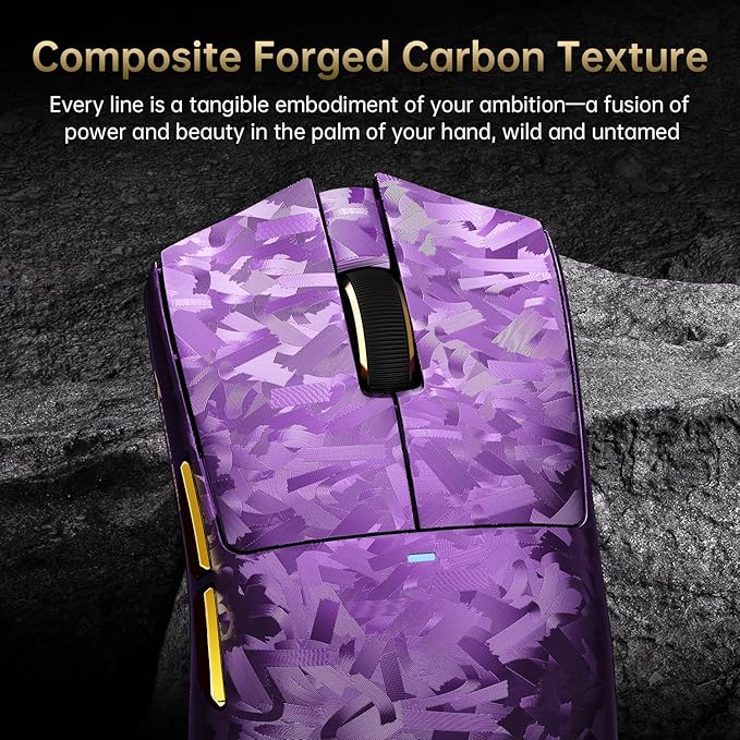 ATTACK SHARK X11 Ultra 8K Carbon Fiber Wireless Gaming Mouse with 42000 DPI-PAW3950 MAX Sensor-63g Lightweight,Nordic 54L15 MCU Chip,Wired/BT/2.4Ghz,100 Million Clicks,Programmable for PC Mac(Purple)