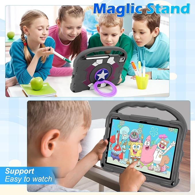 Case for iPad Air 11-inch M3 (2025)/M2 (2024), iPad Air 5th (2022)/4th Gen (2020) 10.9 Inch,iPad A16 11th Gen 2025/iPad 10th Gen 2022,Shockproof Lightweight Cover with Stand Convertible Handle.Black