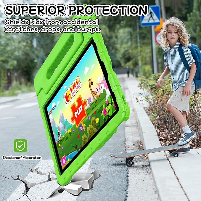 New Kids Case for iPad Pro 12.9 Case Super Protection iPad Pro 12.9 inch 6th 5th 4th 3rd Cover with Pencil Holder and Handle Stand for iPad Pro 12.9 2022 2021 2020 2018 Green