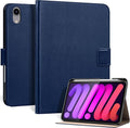 Genuine Leather Case for iPad mini 7th/6th Gen 8.3 Inch 2024/2021 | with Pencil Holder and Adjustable Stand, Magnetic Closure, Auto Wake/Sleep Cover | Blue