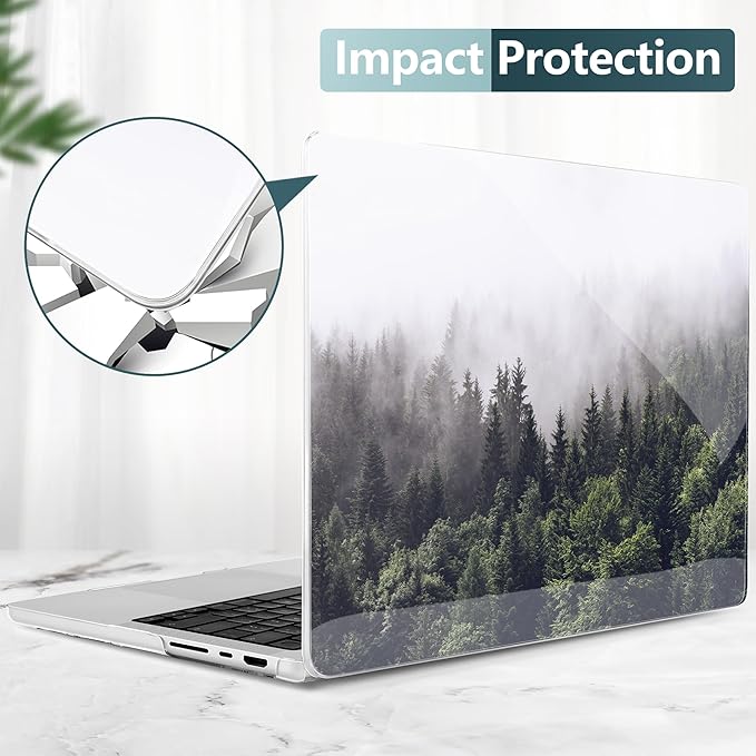 DONGKE Case for MacBook Pro 14 Inch (2026-2021 Release, M5 M4 M3 M2 M1 Pro/Max Chip), Plastic Slim Hard Shell Protective Cover with Keyboard Cover & Screen Protector, Forest