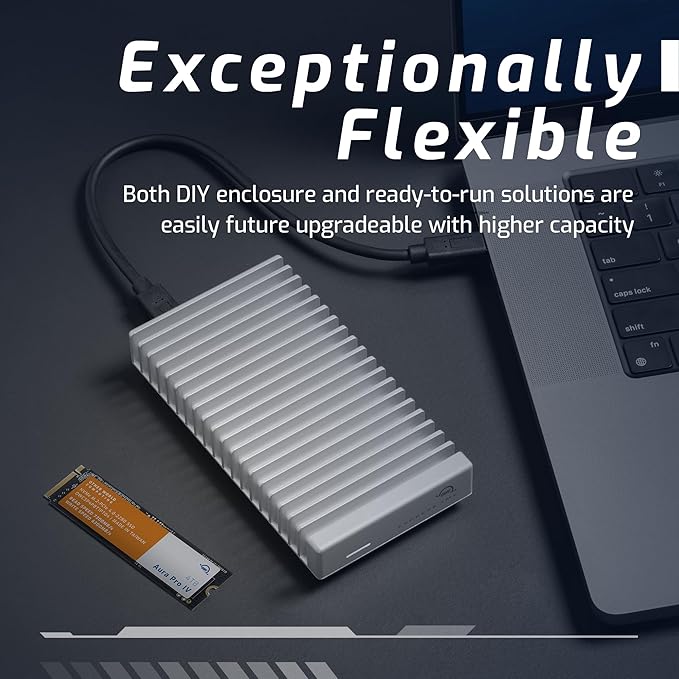 OWC 4TB Express 1M2 80Gb/s Portable NVMe SSD USB4 (Thunderbolt Compatible/USB-C) Ultra Fast External SSD Drive with Aluminum Heat Sink Enclosure