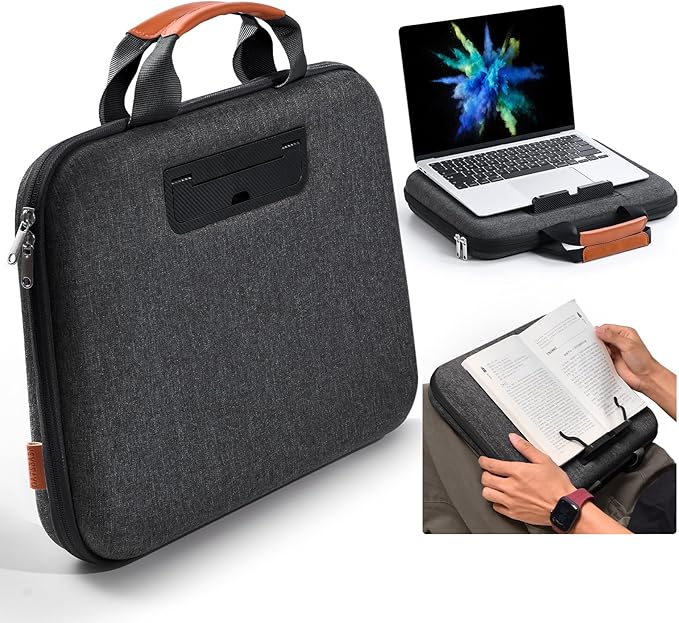 Hard Laptop Case 13 Inch for HP Dell Lenovo ASUS Acer - 2 in 1 Laptop Sleeve & Lap Desk with Stopper and Book Clip, Shockproof Waterproof 14.2 MackBook Pro Case - Black