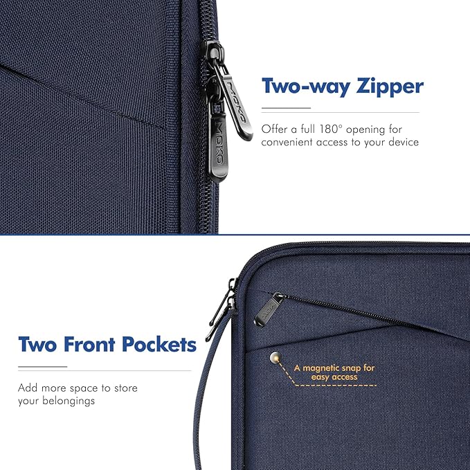 MoKo 12.9 Inch Tablet Sleeve Carrying Case with Handle, Padded Protective Travel Bag for New 13 Inch iPad Air M4 2026 & Pro M5 2025, iPad Pro 12.9 M2&M1, Galaxy Tab S9/S8 Plus 12.4", Indigo