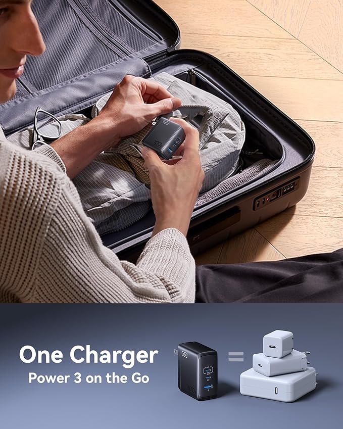 INIU USB C Charger Block, 100W GaN Fast Charging, 3-Port Compact Foldable Travel Laptop Charger with Type C Cable, Power Adapter for Mac Book Air Pro 15 14, iPhone 17 16 Pro Max Samsung S26 S25 Ultra