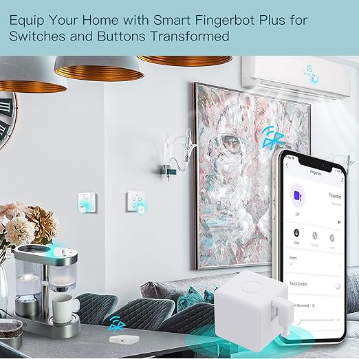 MoesGo Smart Bluetooth Fingerbot Plus with Fingerbot Hub, Wireless Smart Light Switch Button Pusher Bot, Remote Control Smart Life Tuya App, Add Fingerbot Hub Make it Compatible Alexa and Google Home