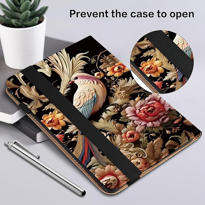 Case for iPad 10.2 & 10.5, iPad 9th/8th/7th Generation 10.2 inch 2021/2020/2019 - PU Leather Flip Stand Cover with Card Slots - Flower Birds