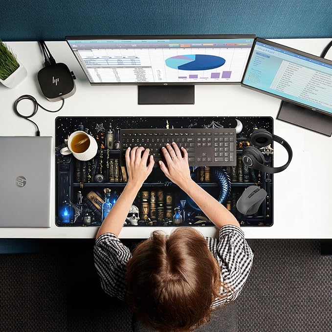 Dark Magic Desk Mat Large Mouse Pad Gaming Extended Mouse Mat, Blue Dragon Computer Keyboard Mat, Big Desk Pad Full Desktop Pad XXL, Anime Office Decor Personalized Desk Accessories 31.5x15.7 Inch