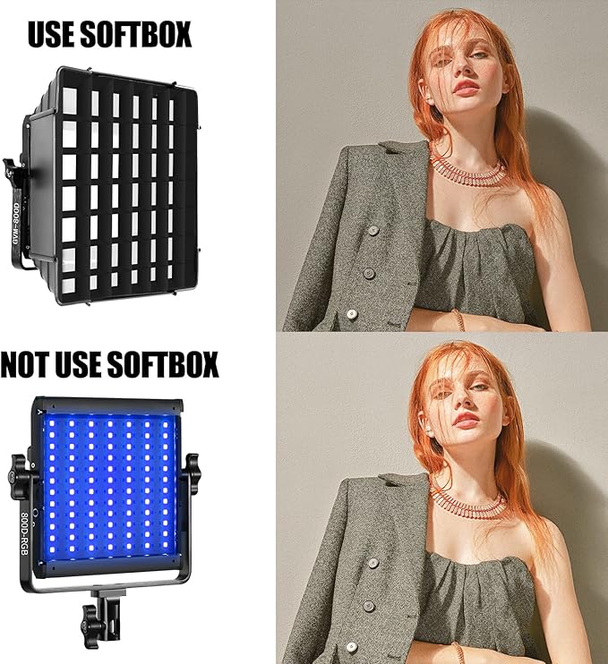 GVM Upgrade 800D RGB Video Light Kits with 2 Softboxes, Studio Lights with Bluetooth Control, 2 Packs Photography Lighting with 18 Lighting Scenes, led Panel Lights for Video Recording